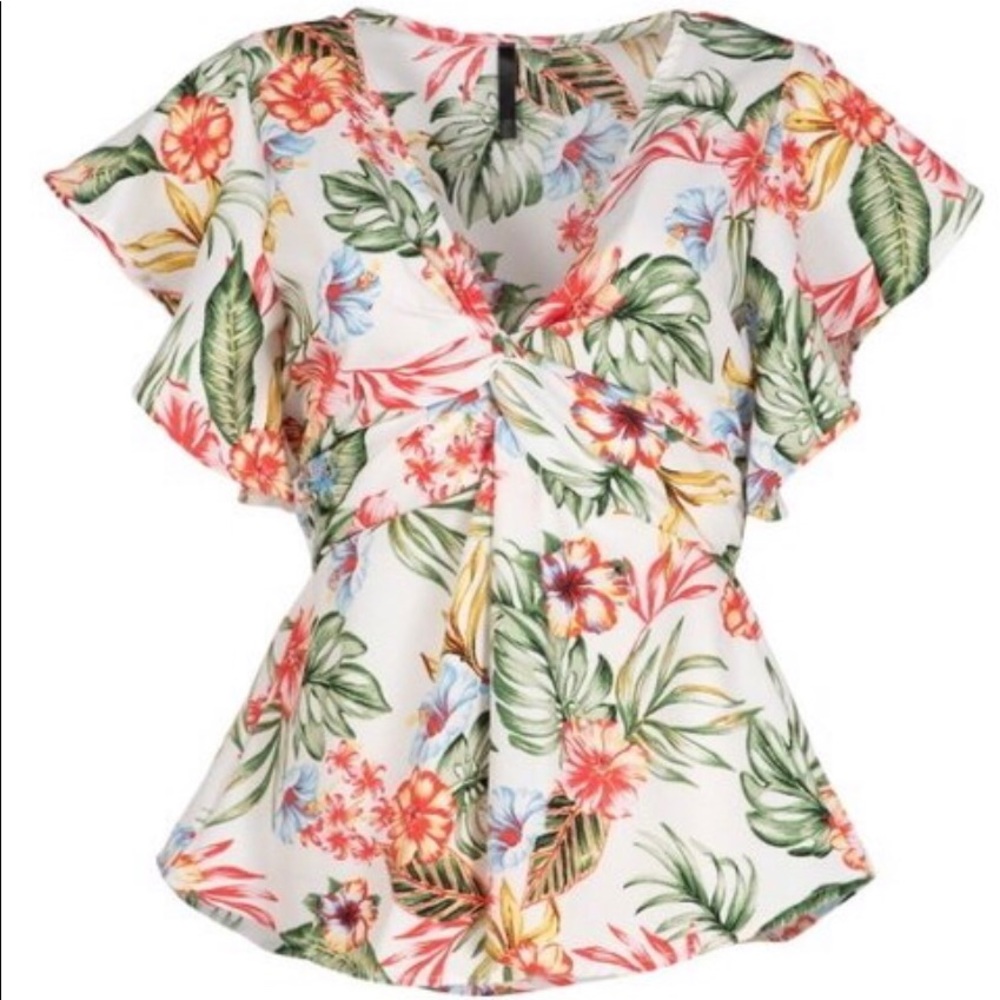 Floral Print Ruffled Sleeve Blouse